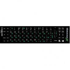 Наклейка на клавиатуру Grand-X 68 keys Cyrillic green, Latin white GXDPGW